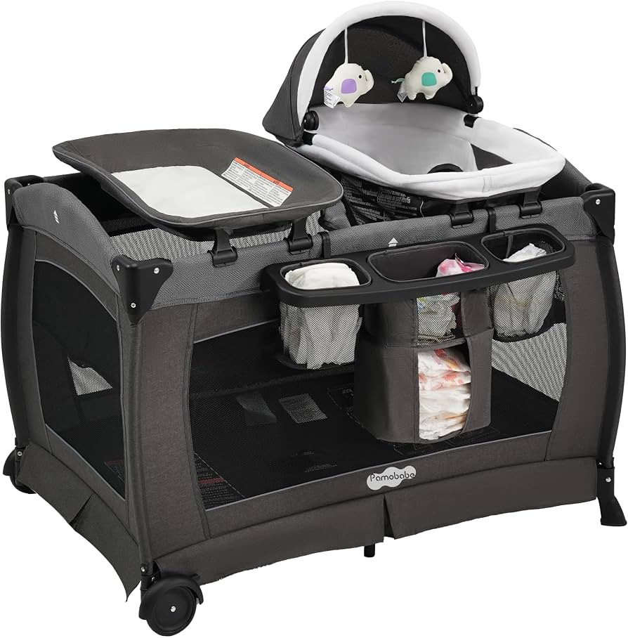 Pamo Babe Pack and Play with Bassinet Baby Playpen Foldable Playard with Changing Table Portable ... | Amazon (US)