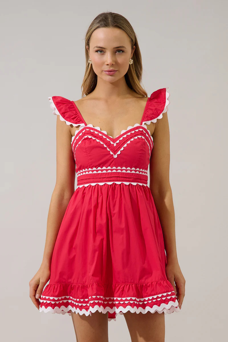 Gennie Contrast Ruffle Mini Dress | Sugarlips