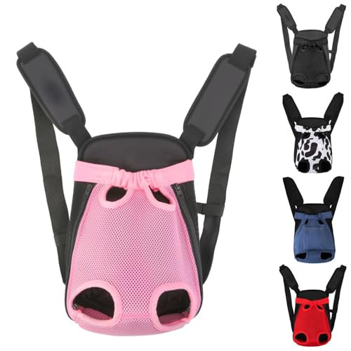 Inspack Dog Backpack Carrier/Cat Carrier, Adjustable Pet Front Carriers Travel Bag for Puppy Medium Dogs, Legs Out, Soft Ventilated Doggie Chest Carry Backpacks for Hiking/Camping, 2.5-4 lbs, Pink | Amazon (US)