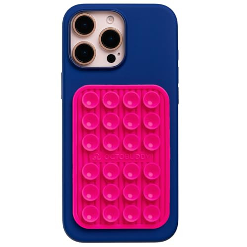OCTOBUDDY Textures Bubble Stripe - Silicone Suction Phone Case Adhesive Mount - Hands-Free Grip with 24 Suction Cups for Videos & Selfies - 2.6" x 3.9", Hot Pink | Amazon (US)