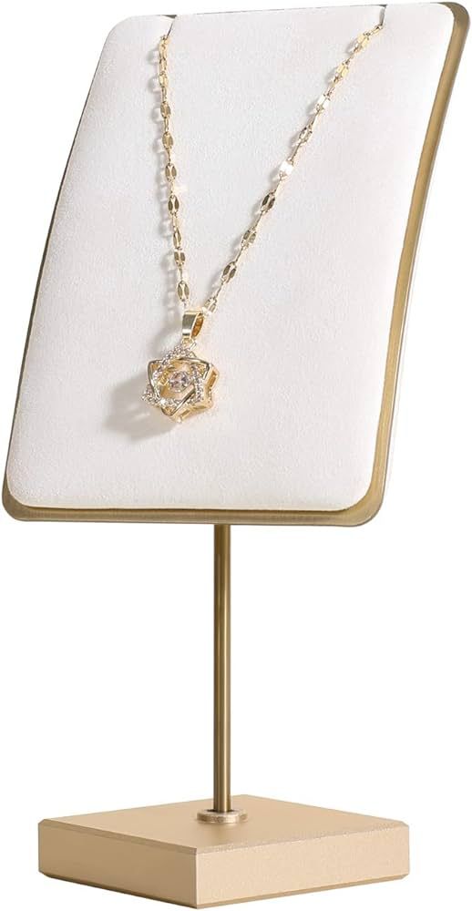 GemeShou White jewelry necklace display for selling, gold necklace and earring holder, velvet jew... | Amazon (US)