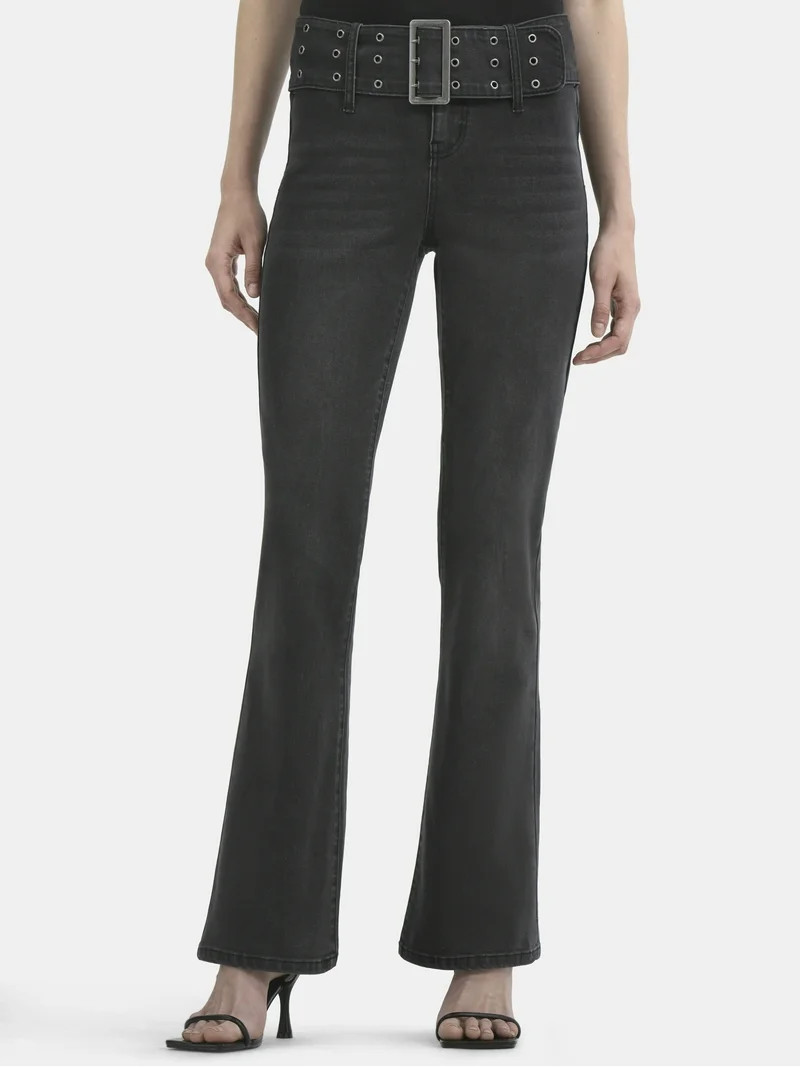 Madden NYC Women's Grommet Bootcut Jeans, 32" Inseam, Sizes 00-18 | Walmart (US)