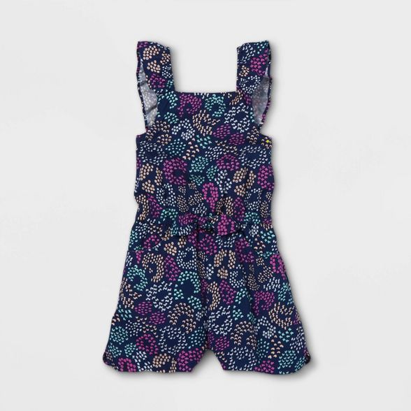 Toddler Girls' Ruffle Sleeve Romper - Cat & Jack™ Navy | Target