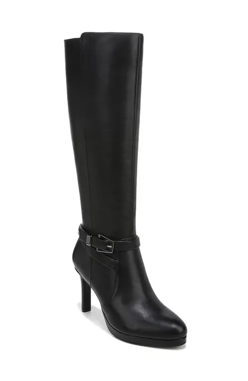 Naturalizer Taelynn Knee High Boot in Black Leather at Nordstrom, Size 7 Wide Calf | Nordstrom