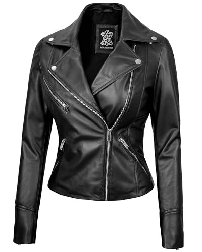 Decrum Womens Leather Jackets - Black Leather Moto Jacket Women [1301436] | NINFA, XXL | Amazon (US)
