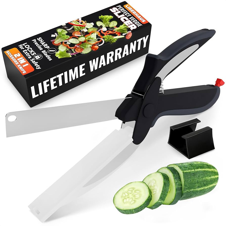 Cutting Board Scissors - 2 In 1 Kitchen Scissors with Cutting Board Knife Combo with Safety Lock ... | Amazon (US)
