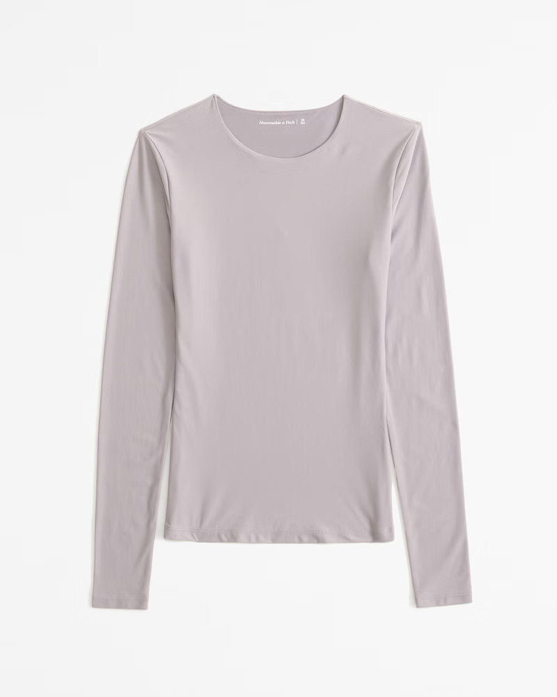 Abercrombie & Fitch Women's Soft Matte Seamless Tuckable Long-Sleeve Tee in Grey - Size XL | Abercrombie & Fitch (US)