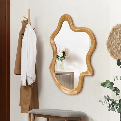 Irregular Shaped Wall Mirror with Natural Wood Frame | Wayfair North America