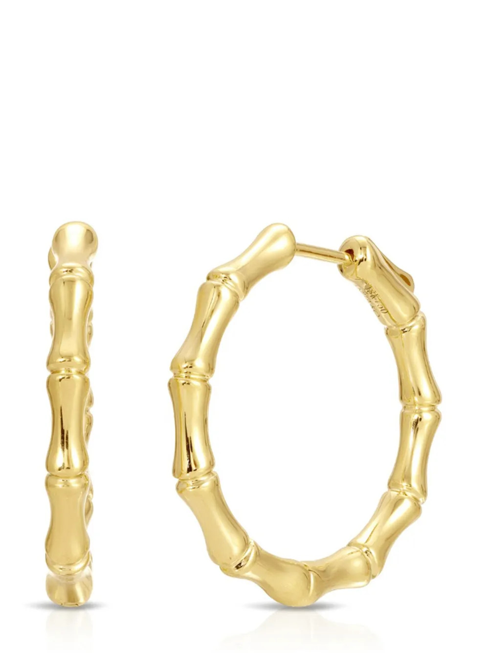 18kt yellow gold Bamboo hoop earrings | Farfetch Global