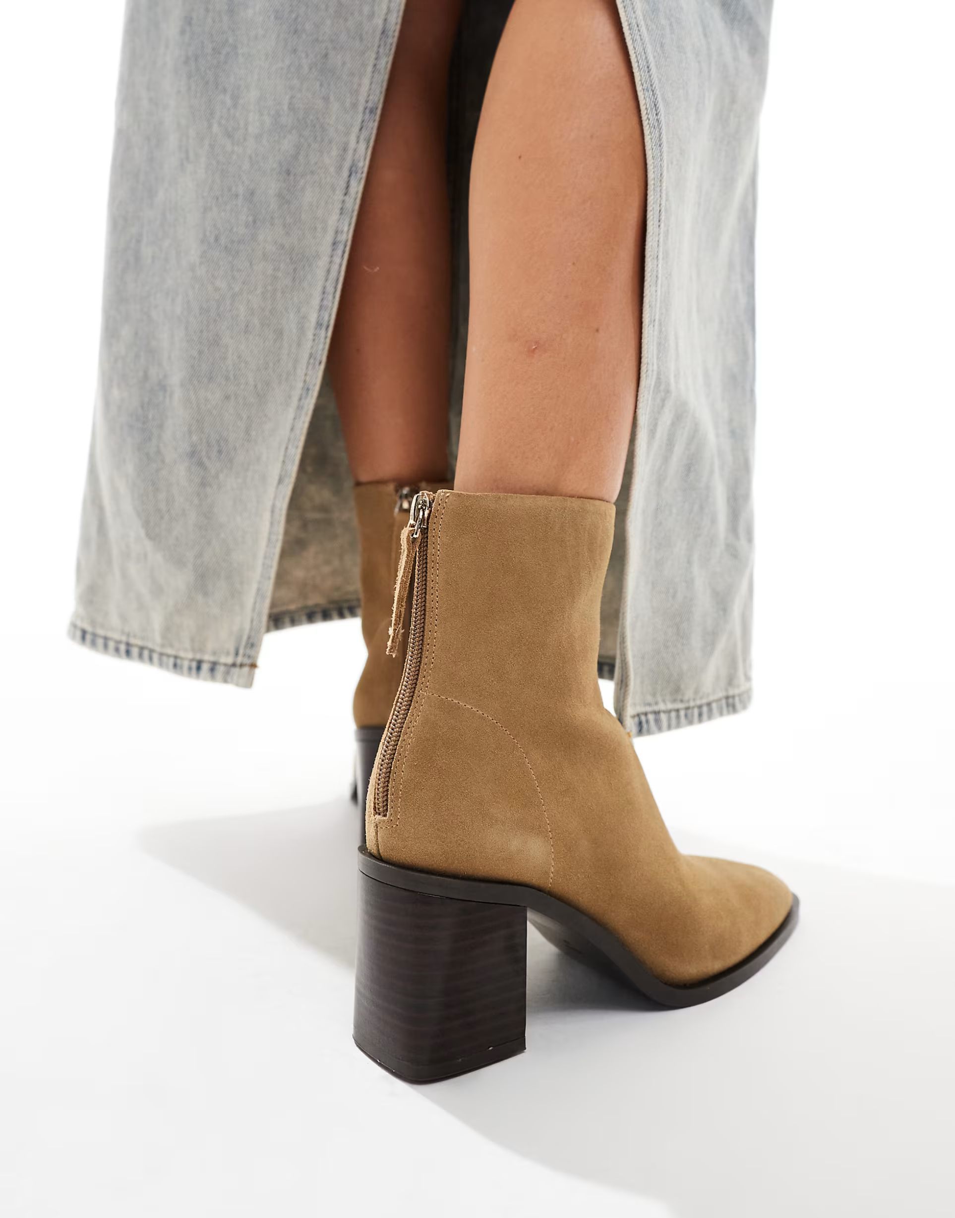 Mango suede look boots in brown | ASOS (Global)