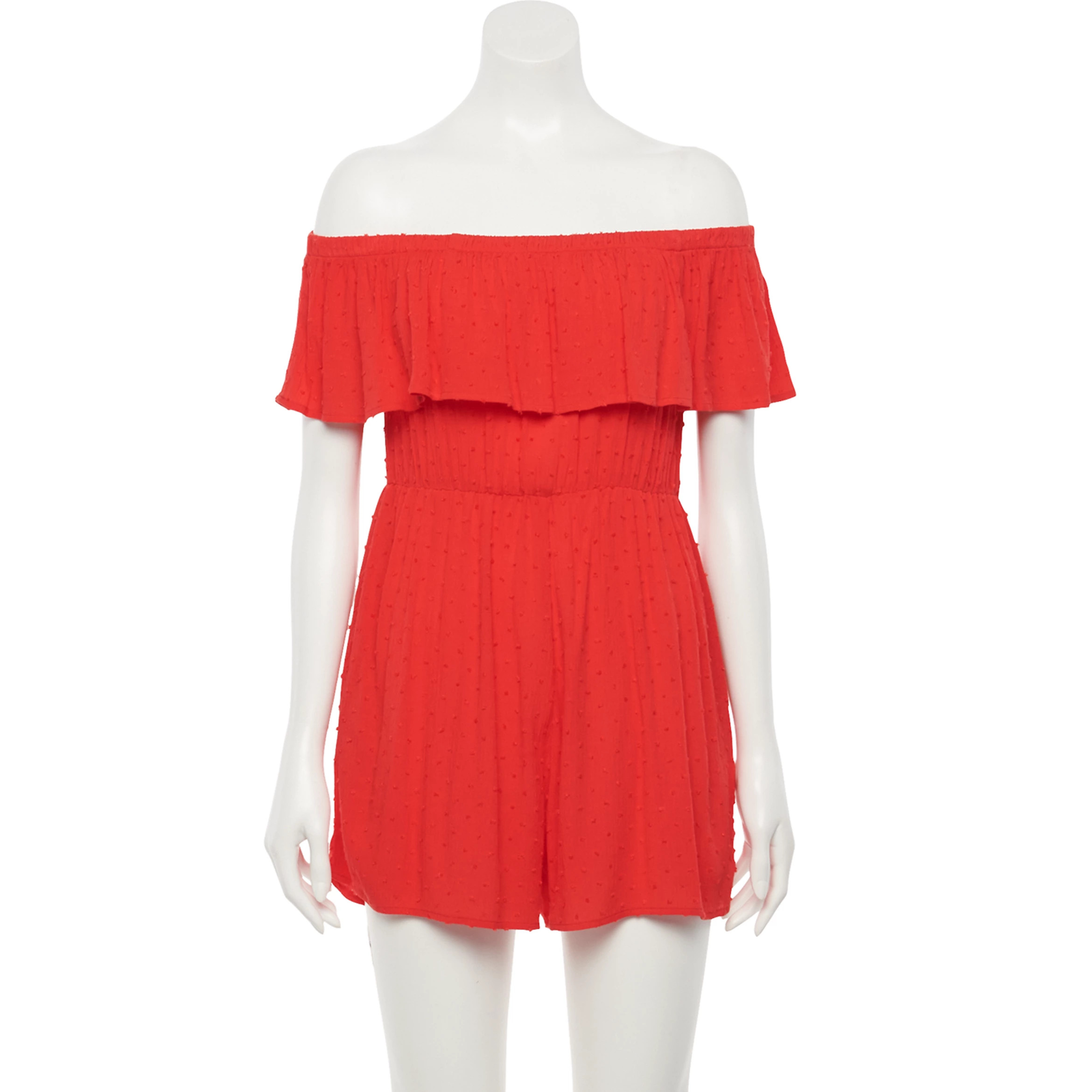 Juniors' Speechless Ruffle Off Shoulder Romper | Kohl's