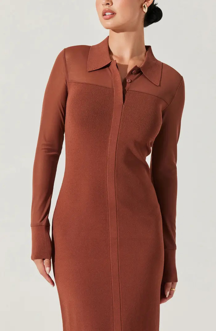 ASTR the Label Mesh Yoke Long Sleeve Shirtdress | Nordstromrack | Nordstrom Rack
