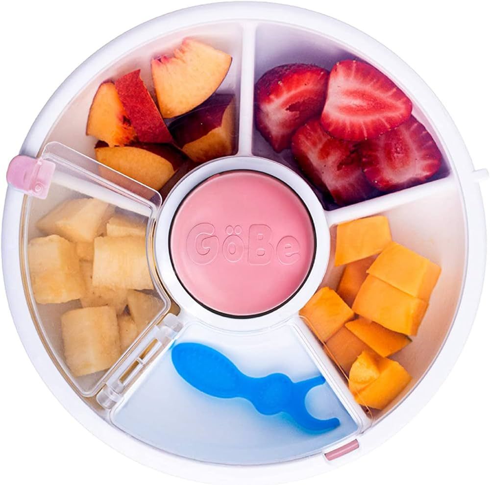 GoBe Kids Snack Spinner with Name Stickers - Reusable Snack Container with 5 Compartment Dispense... | Amazon (US)