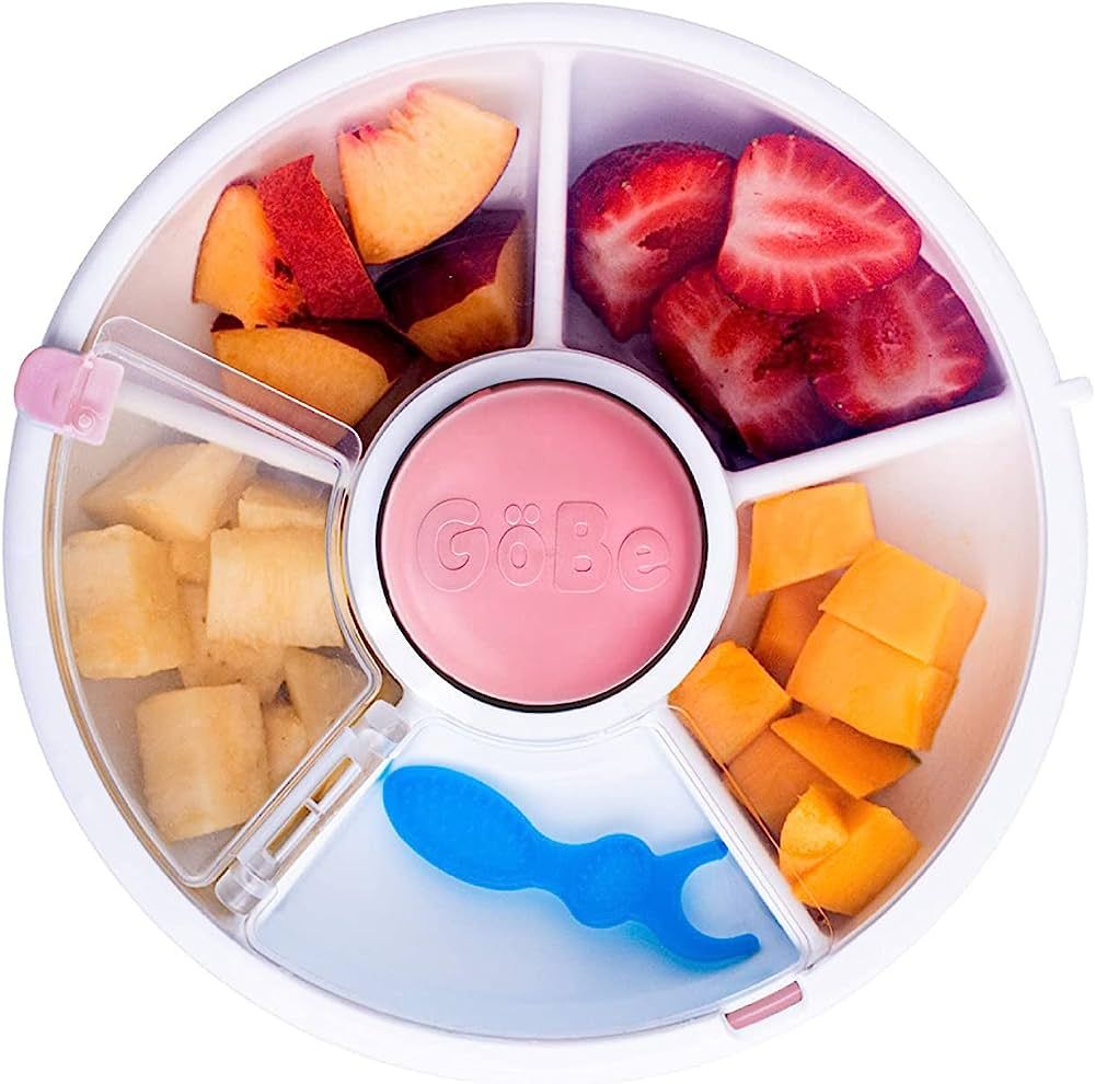 GoBe Kids Snack Spinner with Name Stickers - Reusable Snack Container with 5 Compartment Dispense... | Amazon (US)