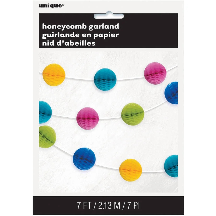 Tissue Paper Honeycomb Ball Garland, 7 ft, Bright Multicolor, 1ct | Walmart (US)