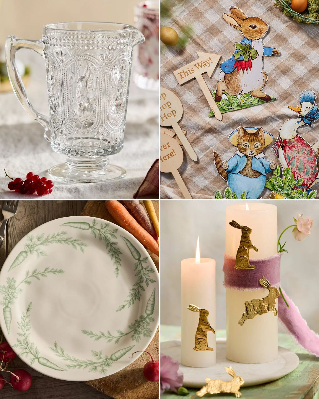 🐰✨ Classic glassware, charming Peter Rabbit–inspired décor, carrot-print plates, and soft candle accents that feel timeless and spring-ready. Perfect finds for Easter that are festive and elevated.

Easter decor, Easter table decor, spring entertaining, Easter home finds, Easter table setting, children's book 

 #LTKSeasonal #LTKHome #LTKKids