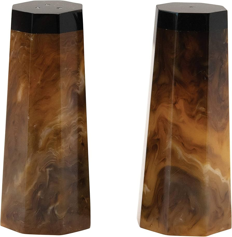 Creative Co-Op Resin, Horn Finish, Set of 2 Salt & Pepper Shaker, 3.5", Multi Color | Amazon (US)