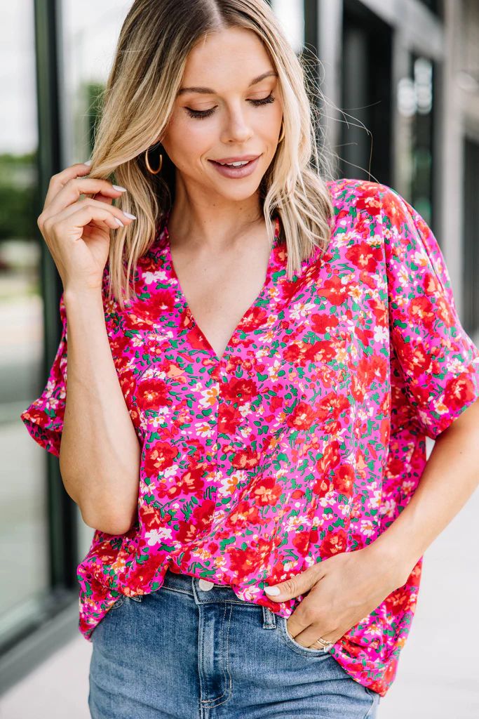 Start Looking Fuchsia Pink Floral Top | The Mint Julep Boutique