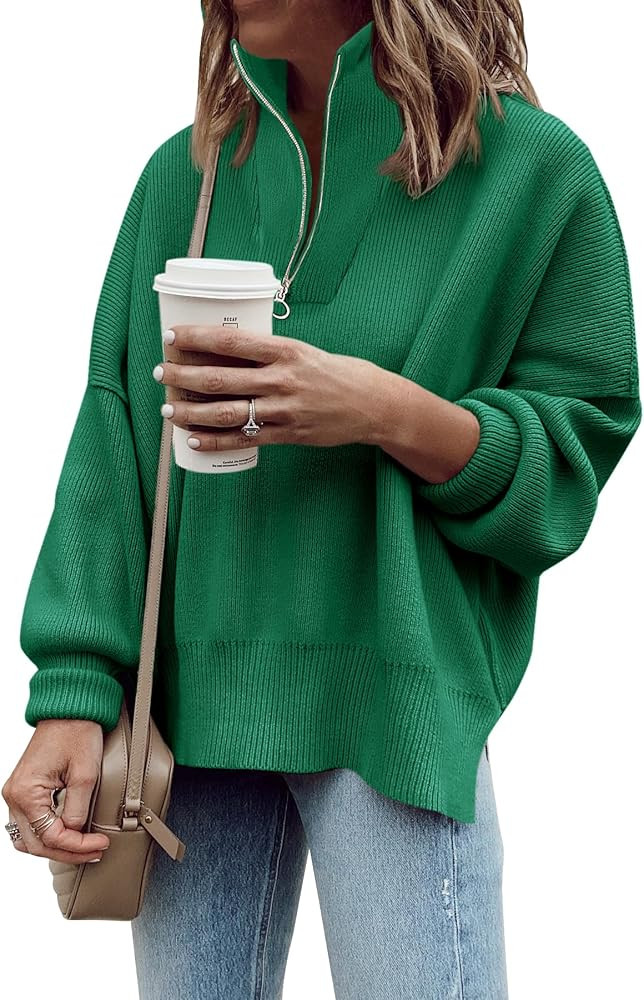 Imily Bela Womens Tunic Sweater Fall Long Sleeve 1/4 Zip Pullover Sweaters Oversized Slouchy Ribb... | Amazon (US)