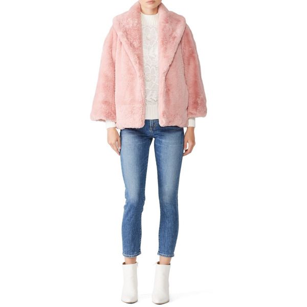 Josie Natori Millenial Pink Faux Fur Coat pink | Rent the Runway