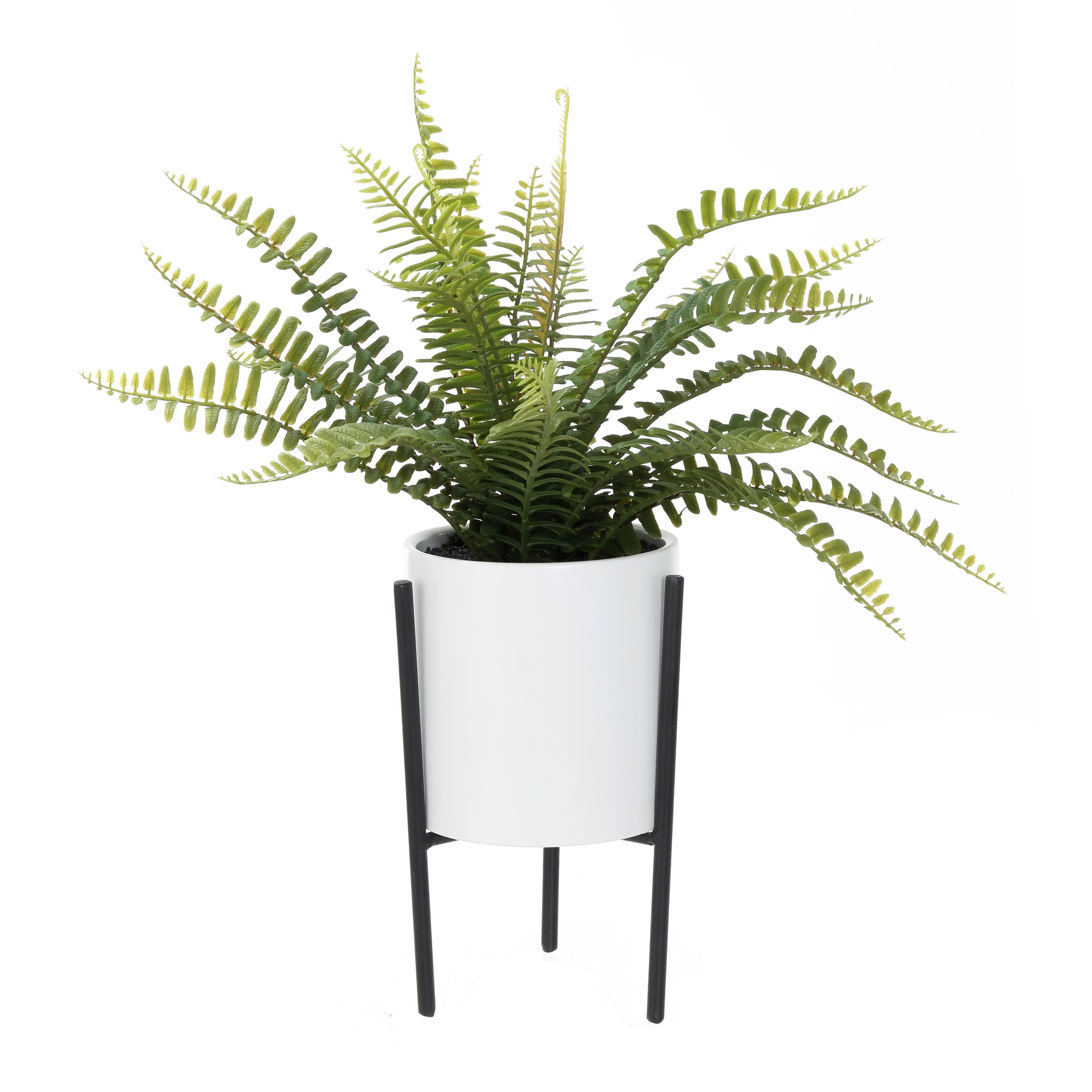 Mainstays 13" Green Artificial Fern Plant in Pot with Stand - Walmart.com | Walmart (US)