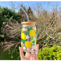 Lemon Beer Can Glass | Daisy Iced Coffee Bamboo Lid Straw Cute | Etsy (US)