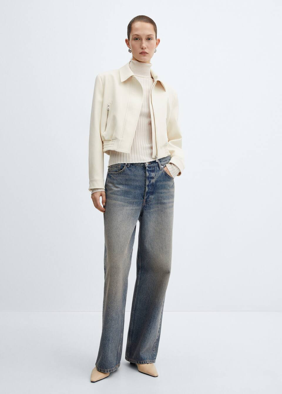 Cropped jacket with shoulder pads -  Women | Mango USA | MANGO (US)