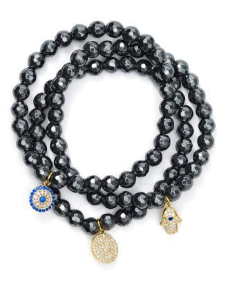 AQUA Beaded Bracelets in Gold Tone-Plated Sterling Silver and Hematite Tone-Plated Sterling Silve... | Bloomingdale's (US)