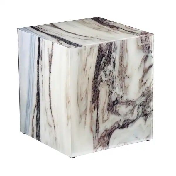 Strick & Bolton Pivenchy Contemporary White Marble Stone Accent Table | Bed Bath & Beyond