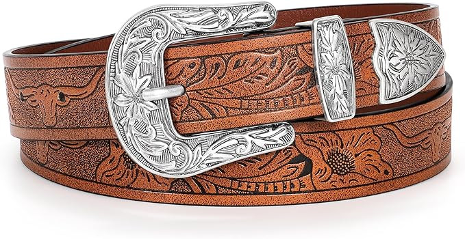 WHIPPY Western Belts for Women - Vintage Western Design Ladies Cowgirl Waist Belt for Pants Jeans... | Amazon (US)