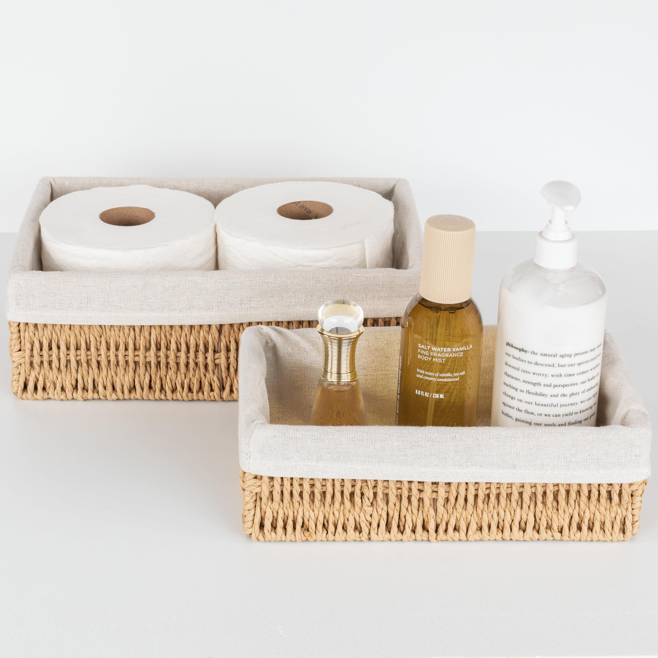 KIBAGA Beautiful Toilet Paper Storage Basket Set of 2 – Decorative Wicker Bathroom Organizer fo... | Amazon (US)