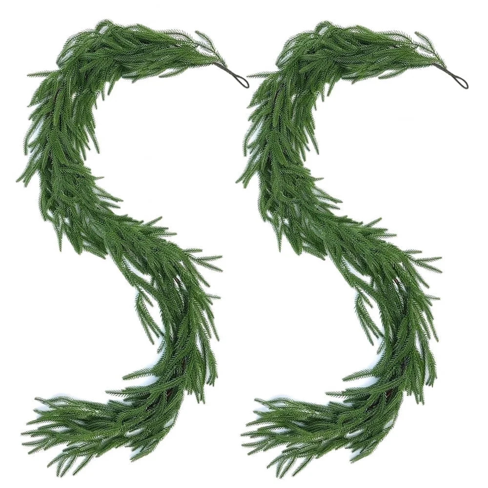 Uncahome  2 Pcs  6Feet  Christmas Garlands, Norfolk Pine Garland,Real Touch Winter Green Pine Gar... | Walmart (US)