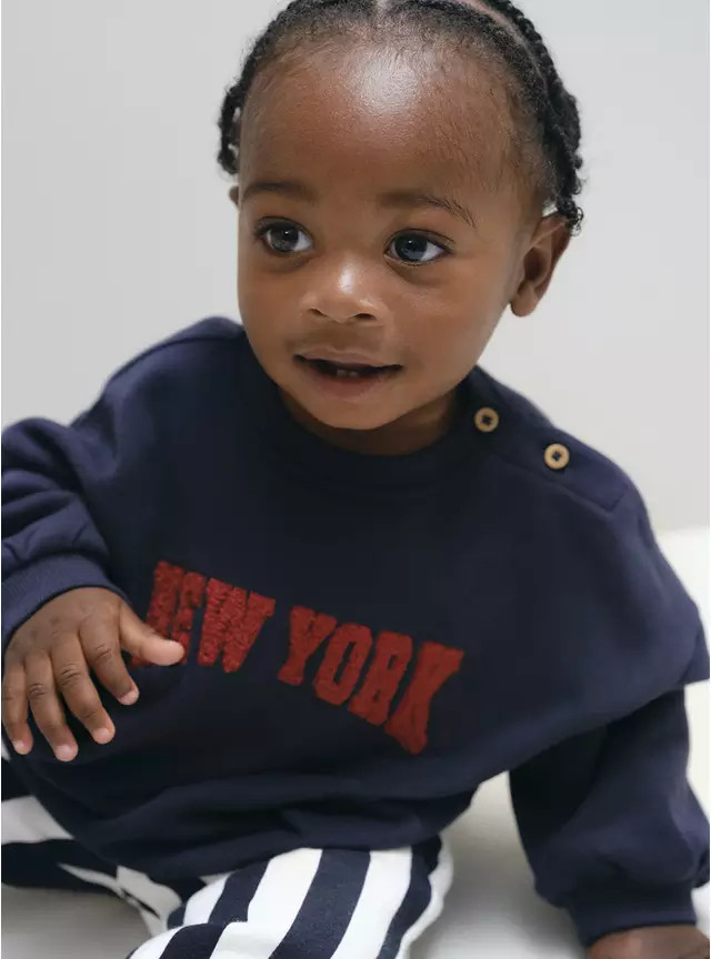 Buy Navy New York Striped Sweat Set 3-6 months | Outfits and sets | Tu | Tu Clothing