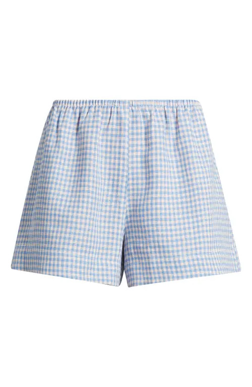 Reformation Nora Linen Shorts in Stellar Check at Nordstrom, Size Small | Nordstrom