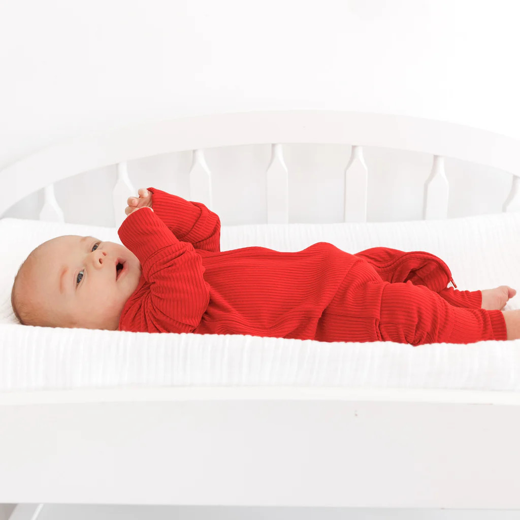 ZIP ROMPER - Red Ribbed | millie + roo