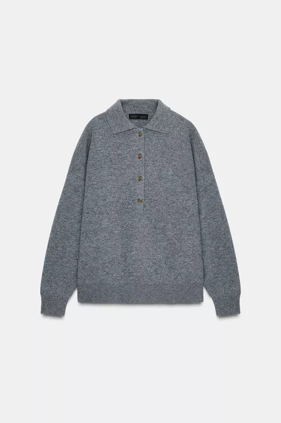 95% WOOL PLAIN KNIT POLO SHIRT | Zara UK