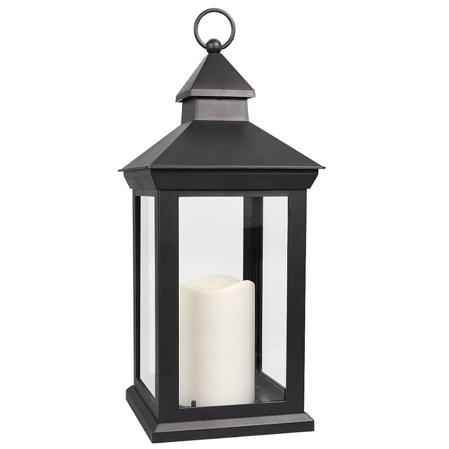 Bright Zeal 14" Decorative Candle Lantern Black Outdoor Lanterns with Timer Candles - Cool White ... | Amazon (US)
