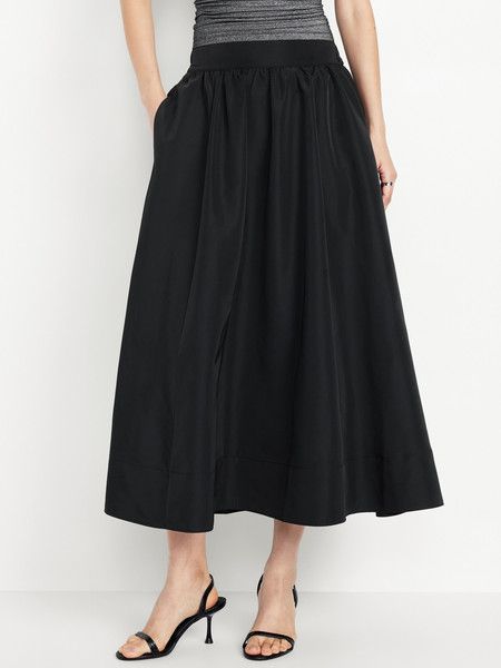 Shirred Midi Swing Skirt | Old Navy (US)