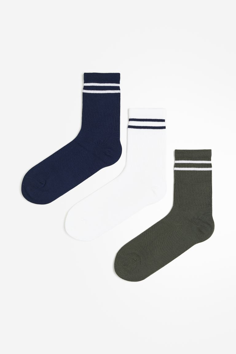 DryMove™ Sports Socks - Dark green/dark blue/white - Men | H&M US | H&M (US + CA)