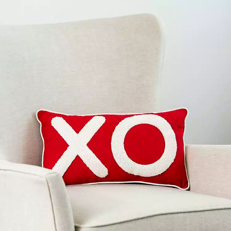 Red and White XO Lumbar Pillow | Kirkland's Home