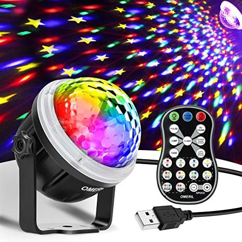 OMERIL Party Lights Disco Ball, USB Powered 11 RGBY Color Disco Lights Sound Activated Strobe Lig... | Amazon (US)