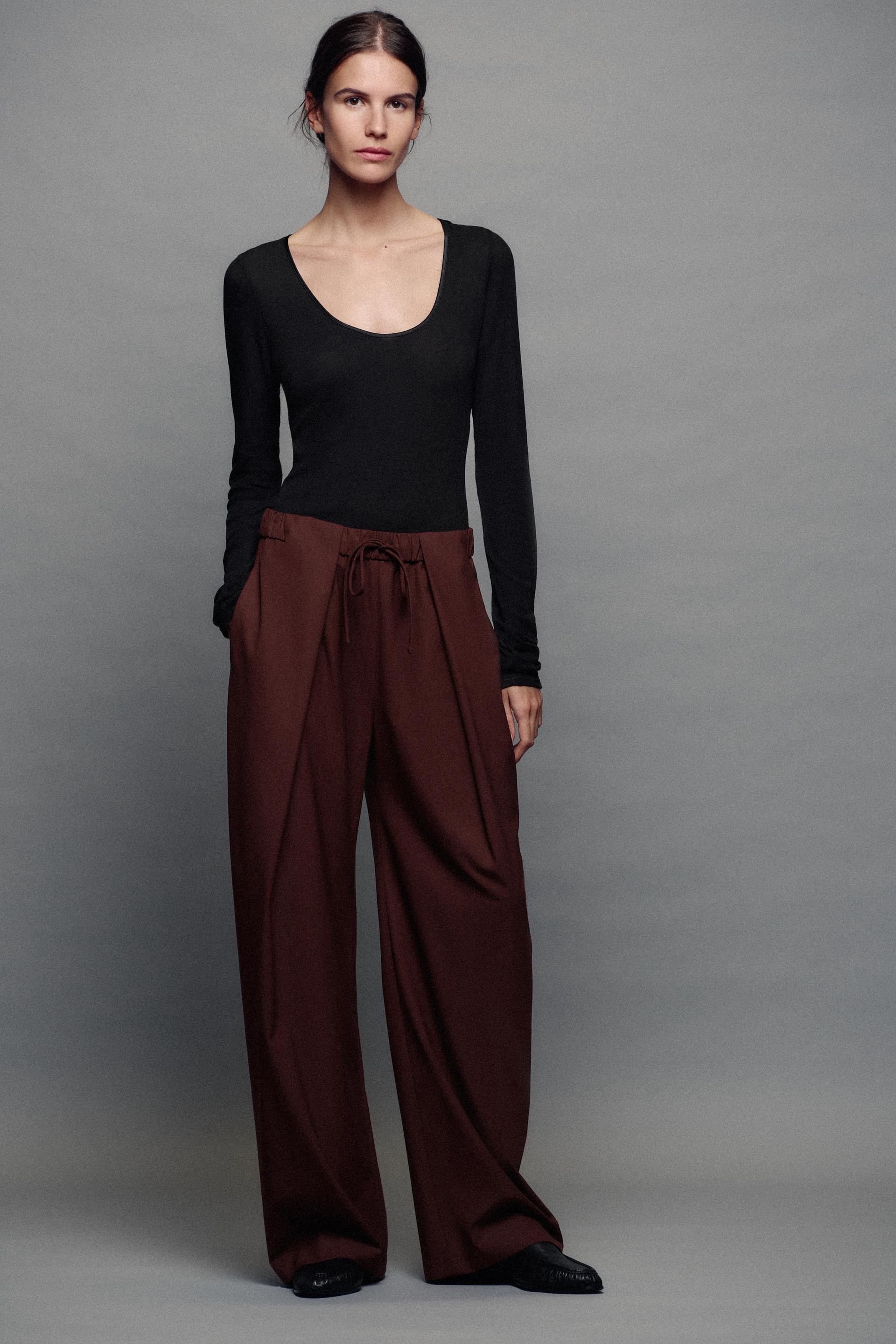 Zara - Zw Collection Pleated Trousers - Black - Xs - Woman | Zara US