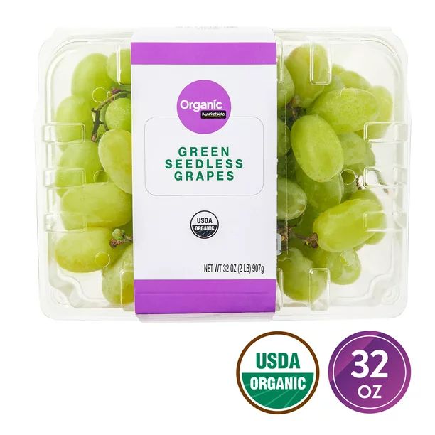 Organic Green Seedless Grapes, 2 lb - Walmart.com | Walmart (US)