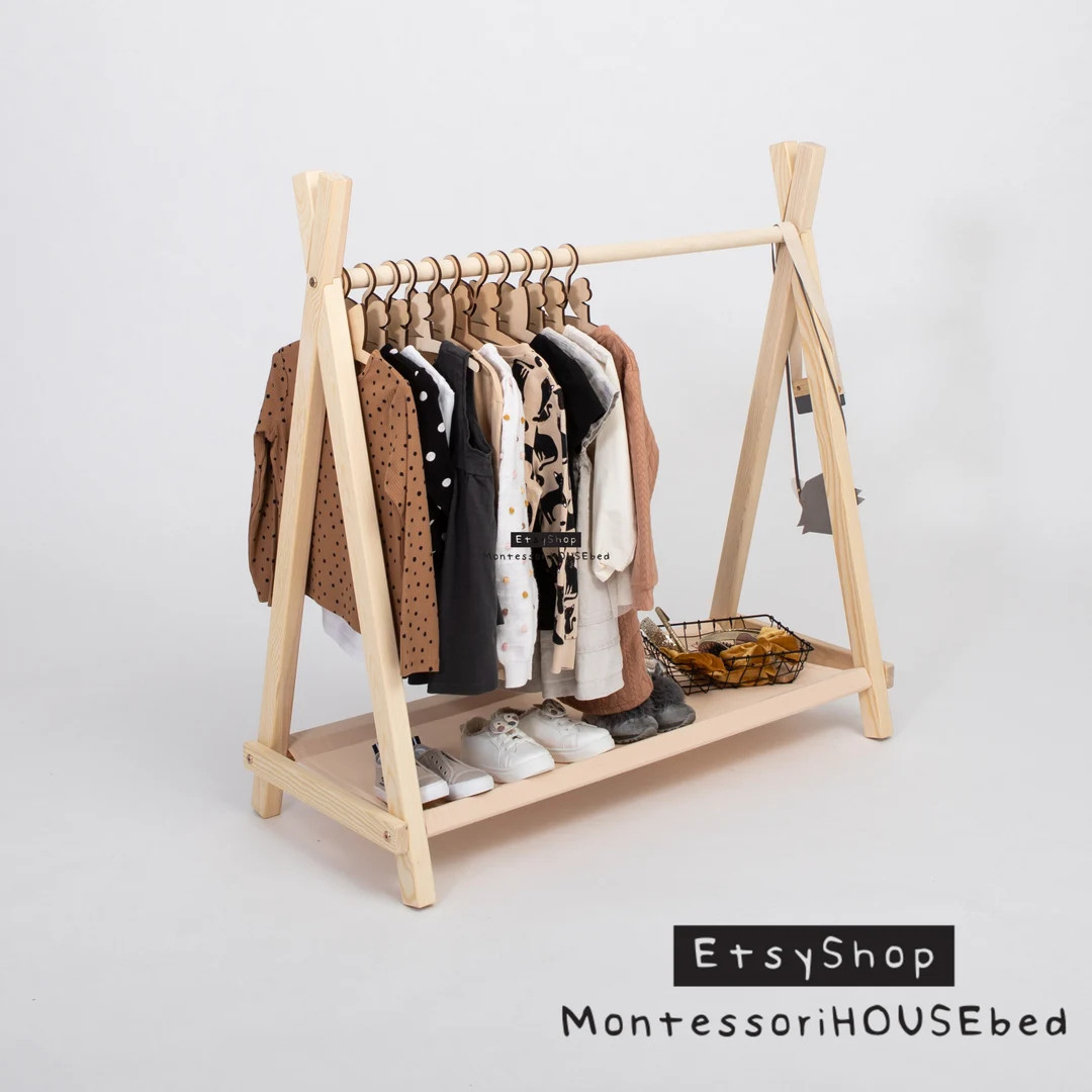 Toddler clothing rack for children, Dress up rack Hanging rack, Wood clothing rack Nursery furnit... | Etsy (US)