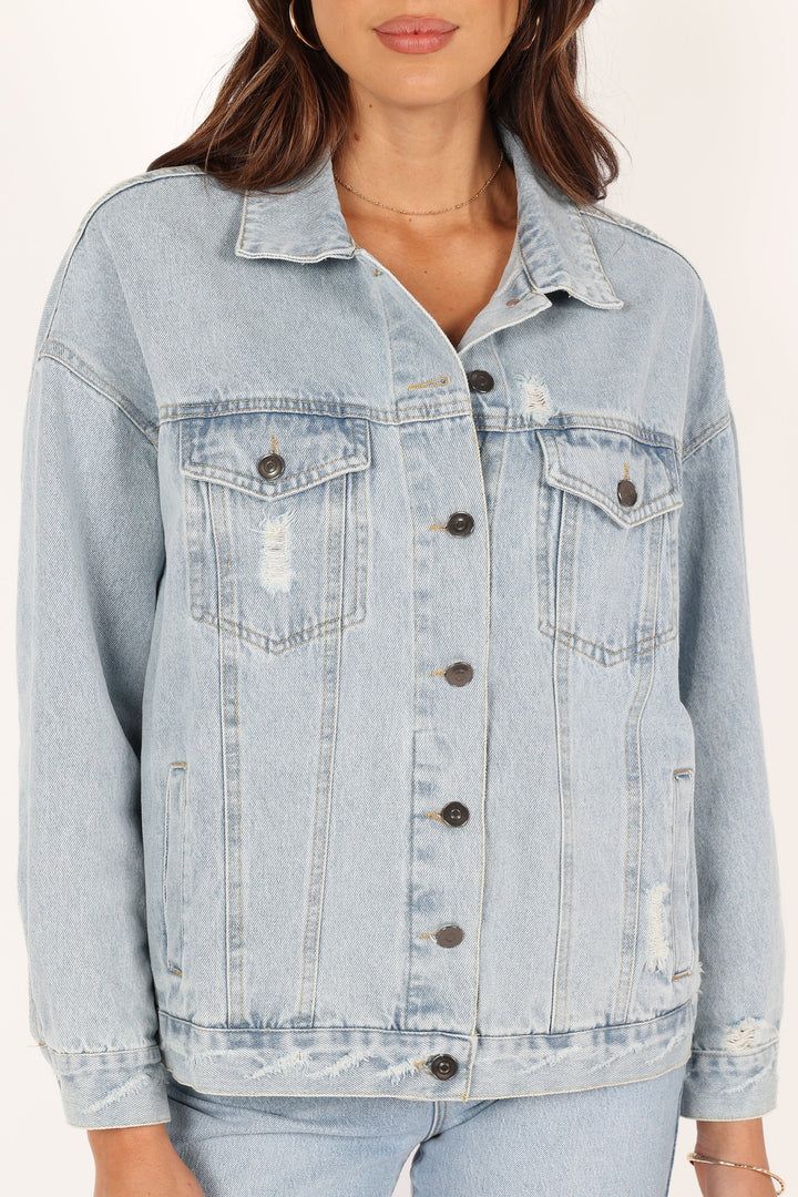 Samantha Double Pocket Denim Jacket - Mid Wash | Petal & Pup (US)