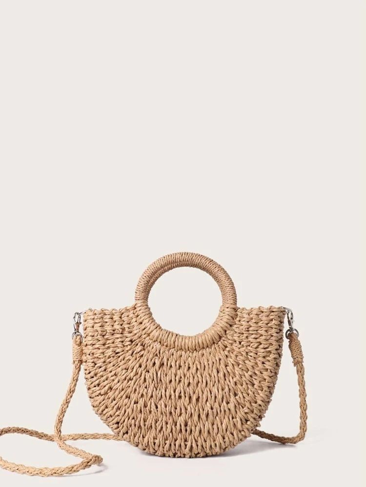 Mini Round Handle Straw Bag | SHEIN