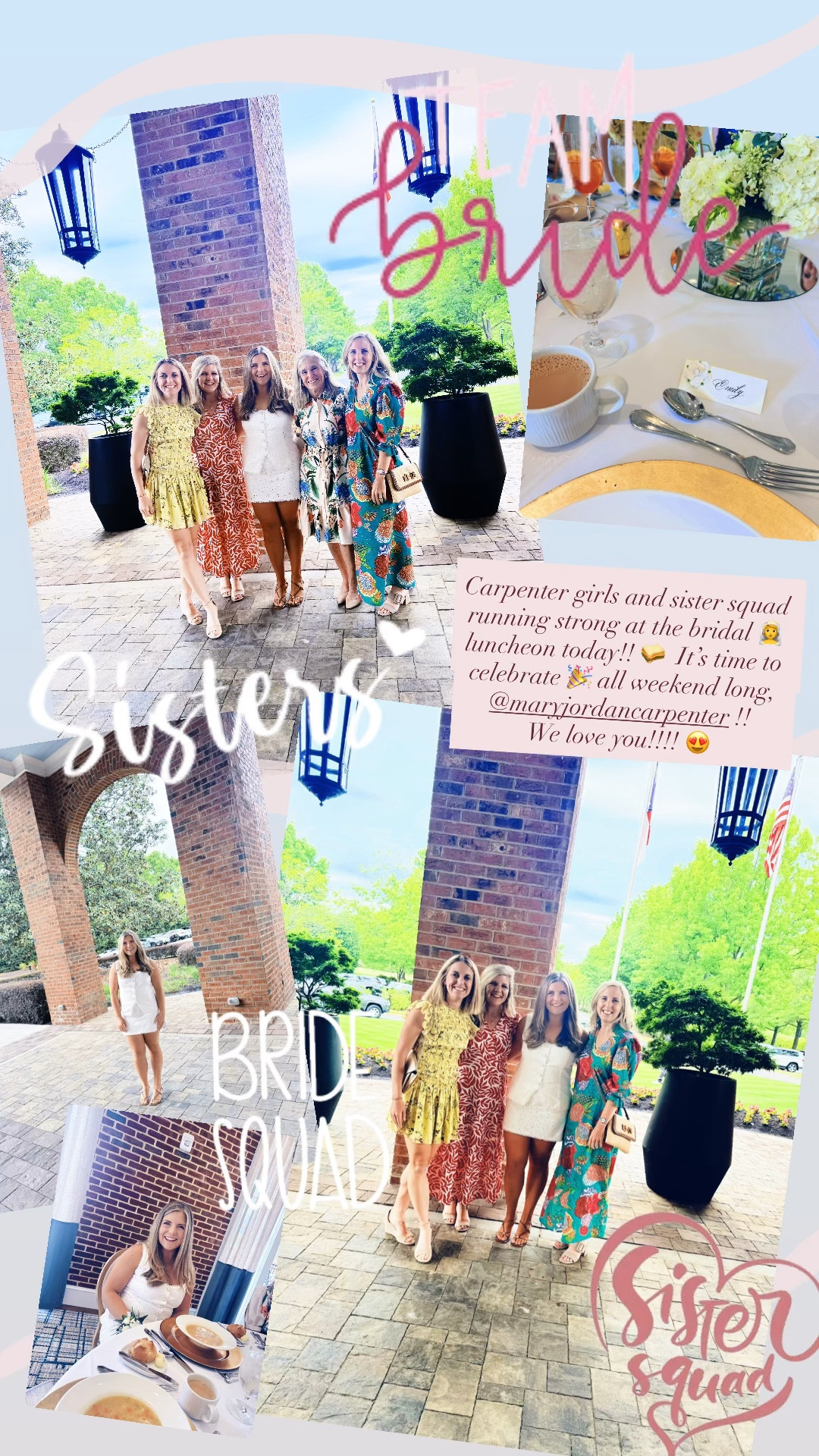 Carpenter girls and sister squad running strong at the bridal 👰 luncheon today!! 🥪  It’s time to celebrate 🎉 all weekend long, @maryjordancarpenter !! 
We love you!!!! 😍 
