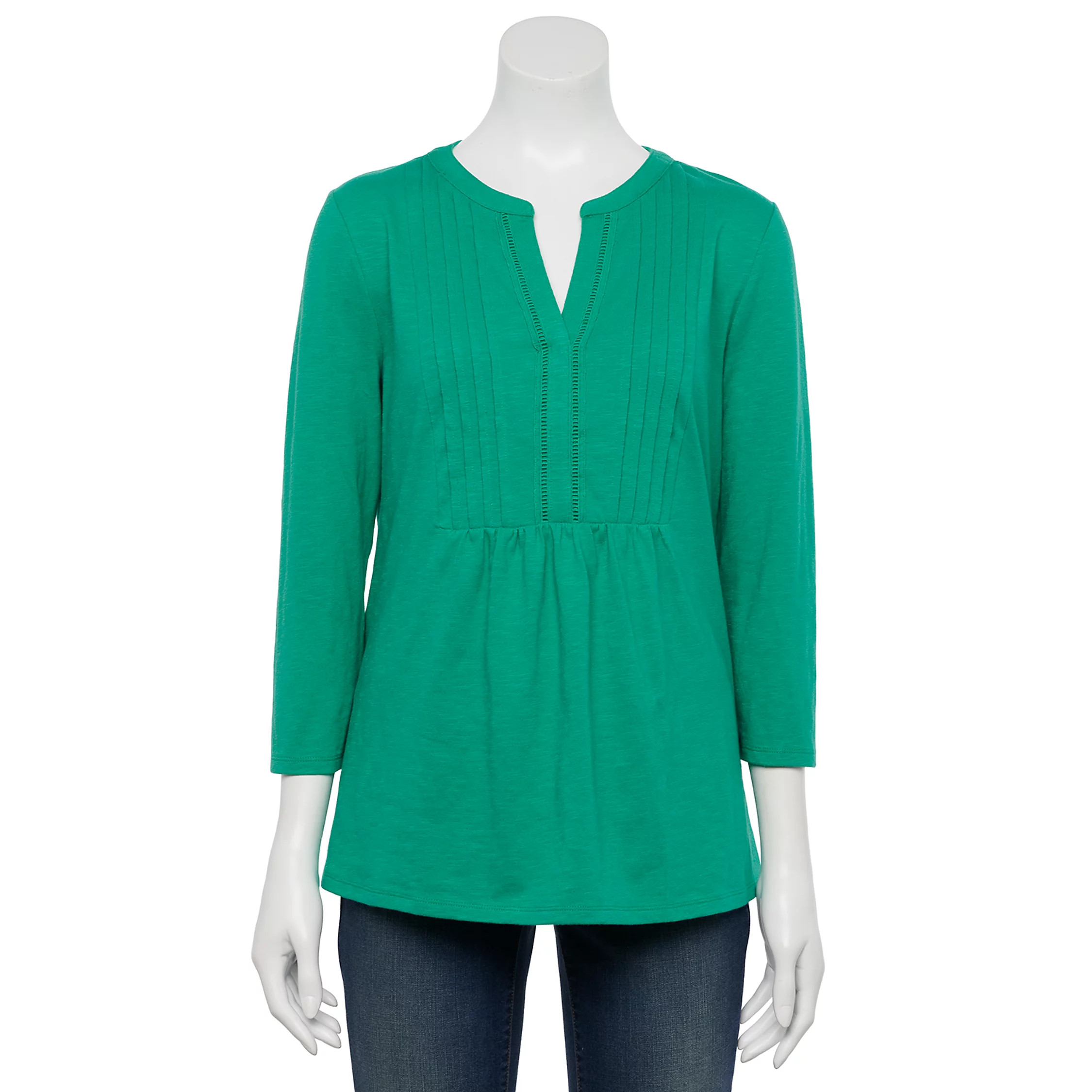 Women's Croft & Barrow® Pintuck Splitneck Top | Kohl's