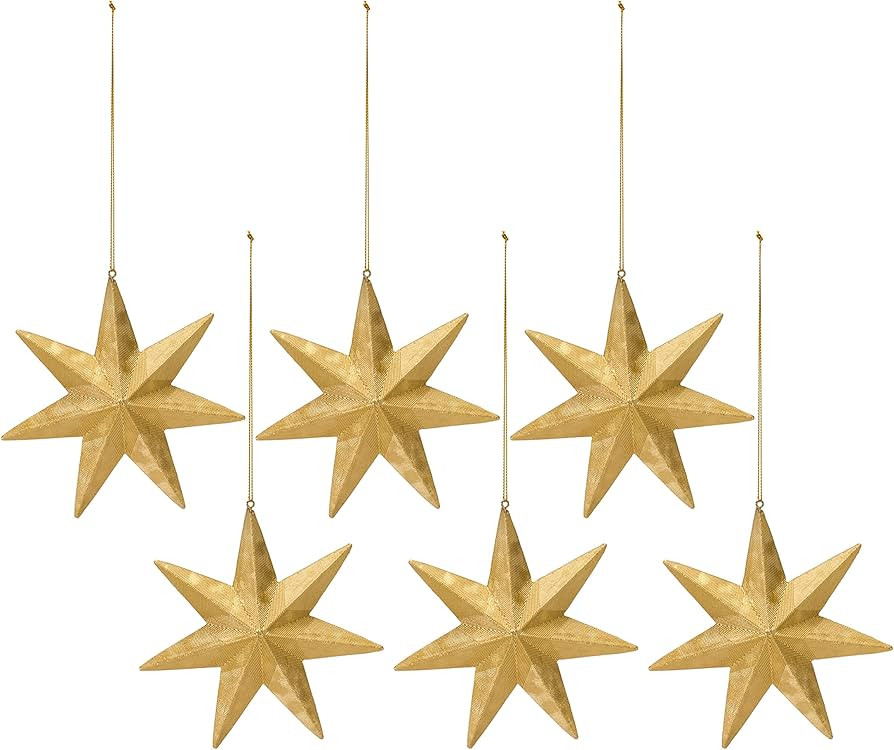 Melrose Star Ornament, 5-inch Height, Rustic Christmas Decoration, Resin, Gold, Christmas Tree Or... | Amazon (US)