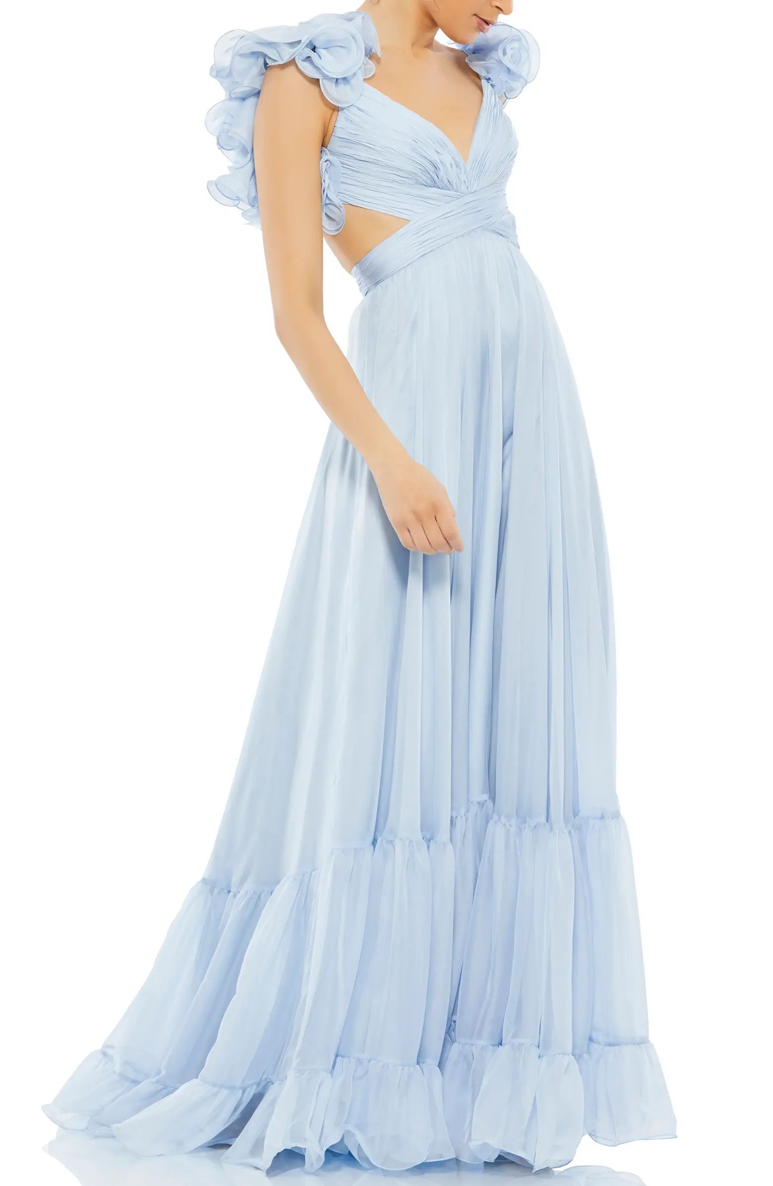 Rosette Chiffon Cutout Empire Waist Gown | Nordstrom